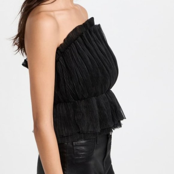 Endless Rose Strapless Tulle Peplum Top Black Size S - Picture 3 of 4